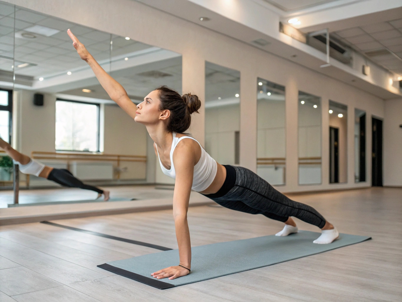 Mat pilates class in session